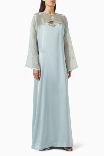 Bead Embellished Kaftan in Crepe & Organza