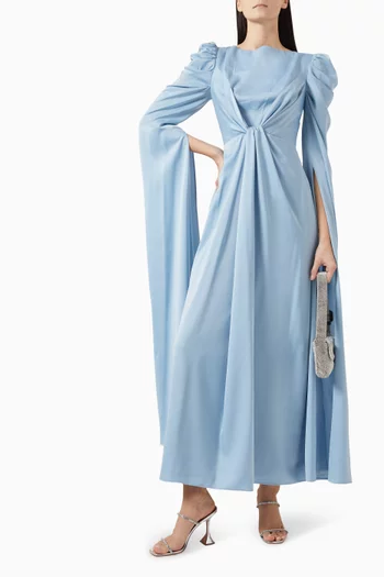 Cindrella Cape-sleeve Gown in Satin