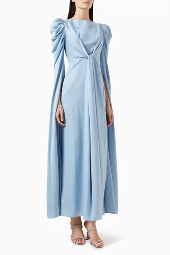Cindrella Cape-sleeve Gown in Satin