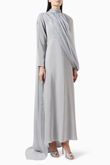 Rossettie Cape Dress in Satin & Chiffon