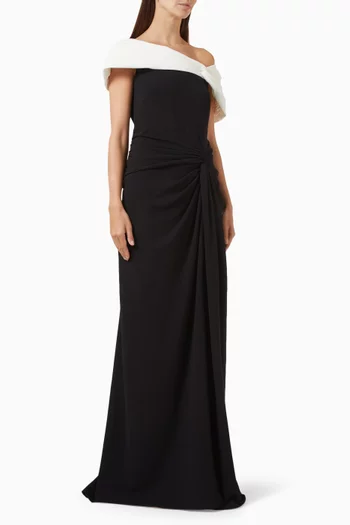 Perkins Asymmetric Gown in Stretch-crepe