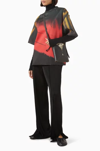 Printed Leather-trim T-shirt