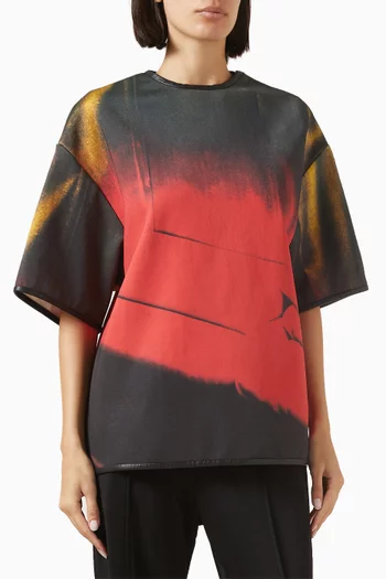 Printed Leather-trim T-shirt