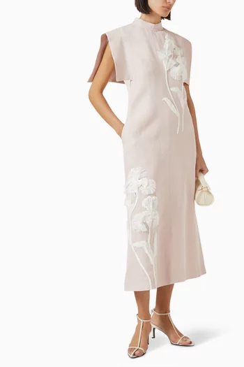 Embroidered Cape Dress