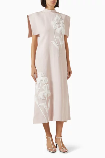 Embroidered Cape Dress