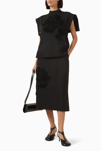 Embroidered Skirt in Silk & Viscose