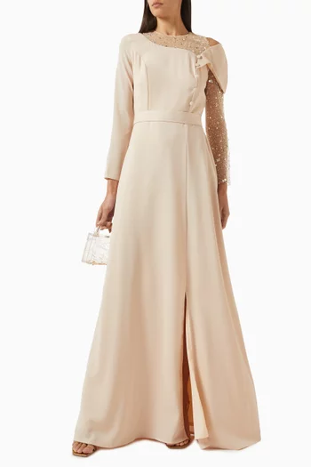 Embellished Maxi Dress in Crepe