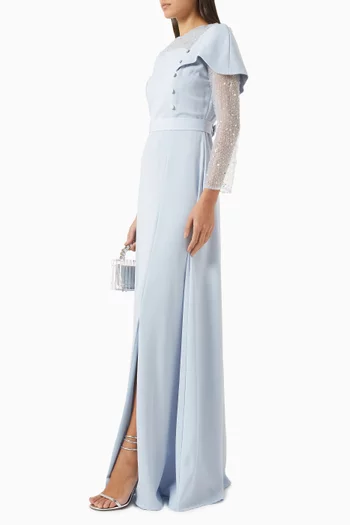 Embellished Maxi Dress in Crepe