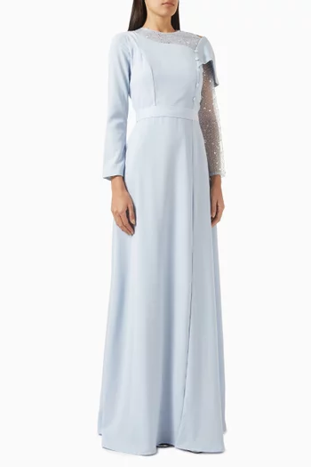 Embellished Maxi Dress in Crepe