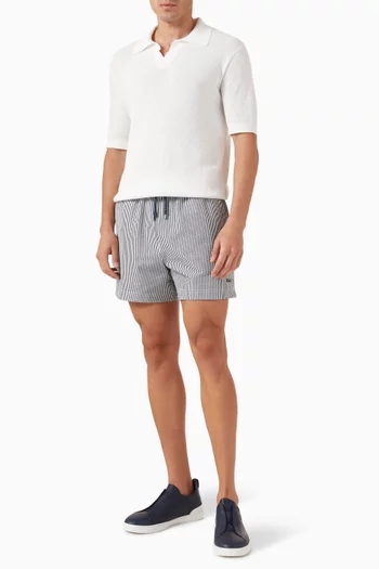 Striped Swim Shorts in Seersucker
