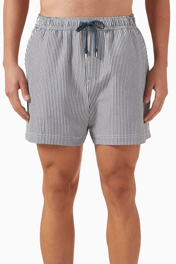 Striped Swim Shorts in Seersucker