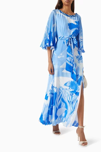 Belted Maxi Dress in Crêpe
