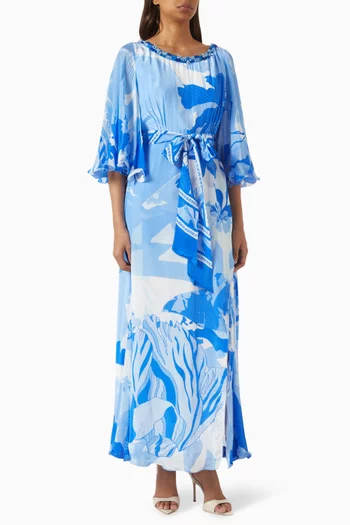 Belted Maxi Dress in Crêpe