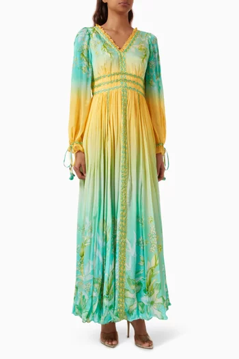 فستان طويل بنقشة زهور شيفون