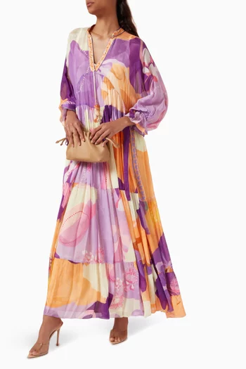 Printed Tiered Dress in Chiffon