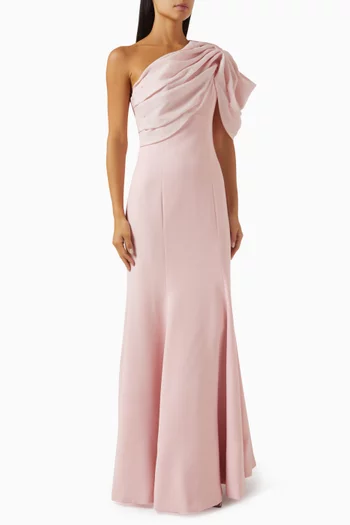 One-shoulder Dress in Crepe & Organza