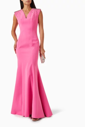 Crystal-embellished Gown in Crepe