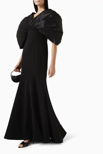 Crystal-embellished Gown in Crepe & Taffeta