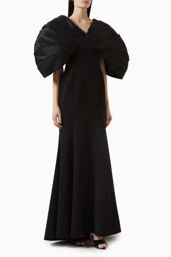 Crystal-embellished Gown in Crepe & Taffeta