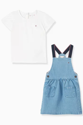 Pinafore Dress & T-shirt Set in Cotton