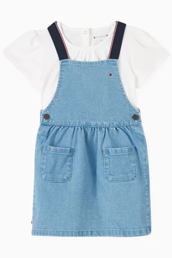 Pinafore Dress & T-shirt Set in Cotton