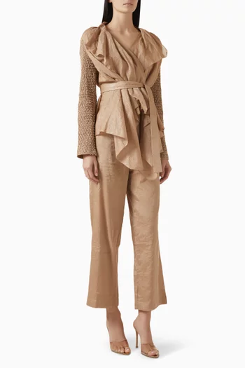 Drape Belted Jacket & Pants Set