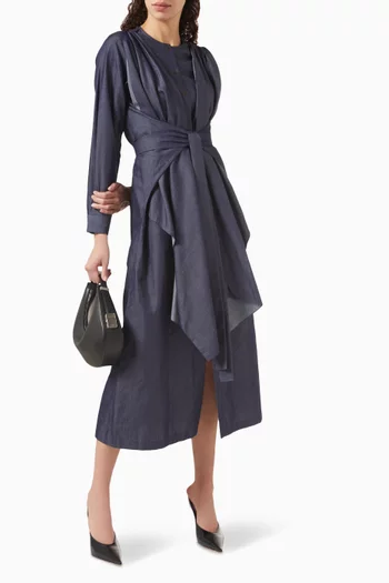 Tie-up Panelled Shirt Dress in Chambray