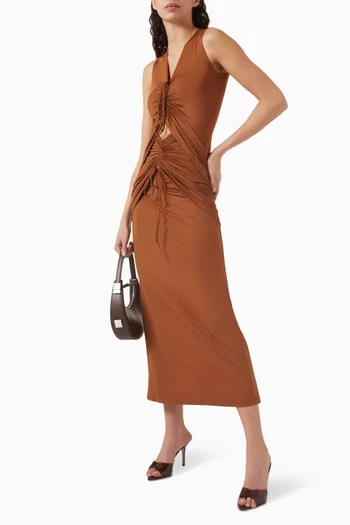 Cut-out Drawstring Dress in Jersey