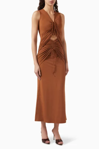 Cut-out Drawstring Dress in Jersey