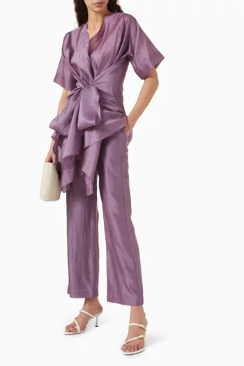 طقم بنطال وقميص بكشكش منسدل شاندري