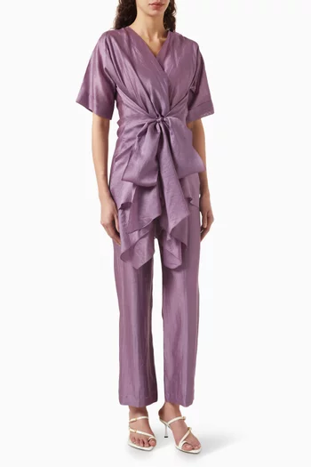 طقم بنطال وقميص بكشكش منسدل شاندري