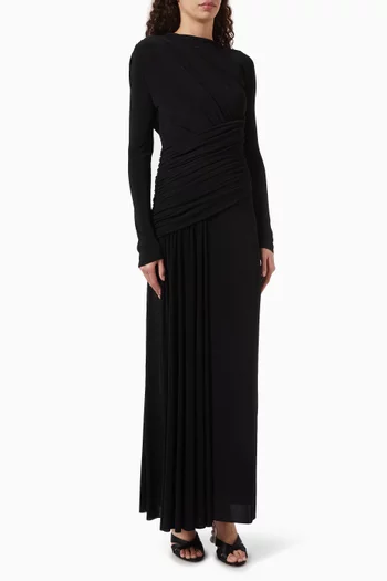 Serin Draped Maxi Dress in Jersey