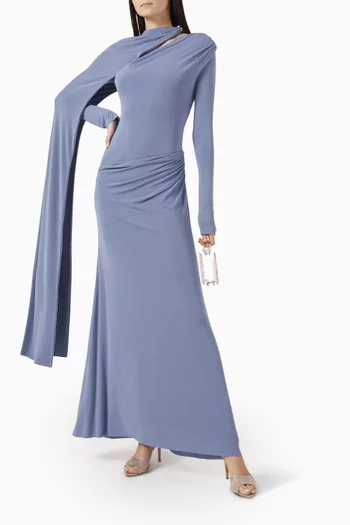 Evana Cape-sleeve Maxi Dress in Jersey
