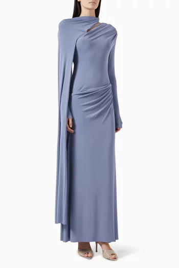 Evana Cape-sleeve Maxi Dress in Jersey