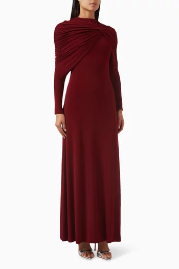 Talia Draped Maxi Dress in Jersey