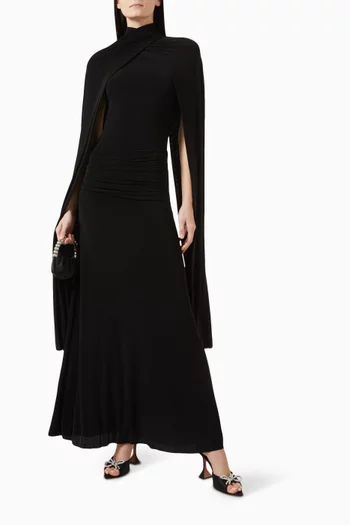 Valeris Cape Maxi Dress in Jersey