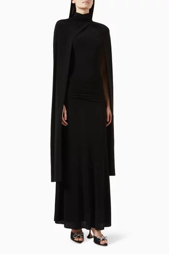 Valeris Cape Maxi Dress in Jersey