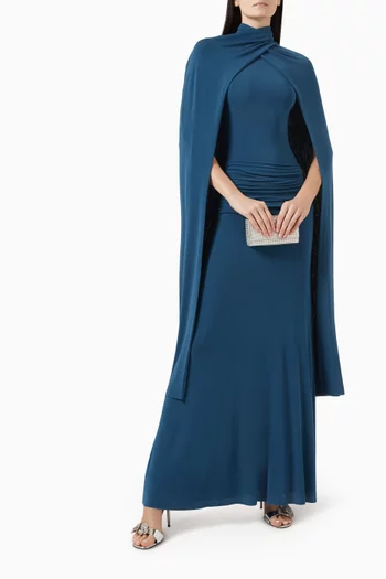Valeris Cape Maxi Dress in Jersey