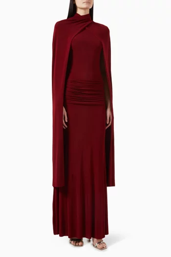 Valeris Cape Maxi Dress in Jersey
