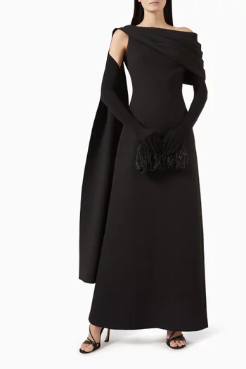 Allina Cape-sleeve Maxi Dress in Jersey