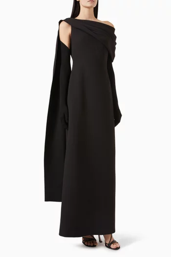 Allina Cape-sleeve Maxi Dress in Jersey