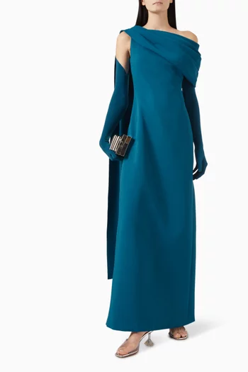 Allina Cape-sleeve Maxi Dress in Jersey