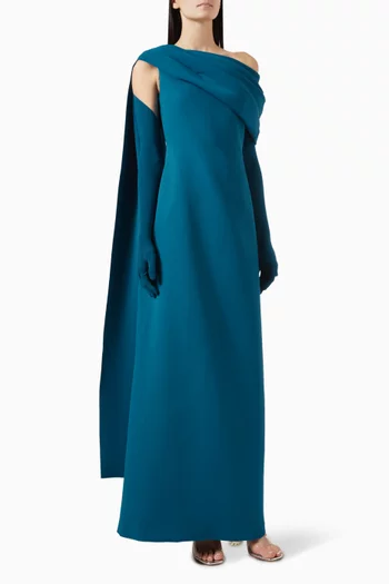 Allina Cape-sleeve Maxi Dress in Jersey