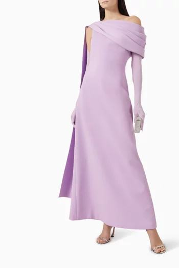Allina Cape-sleeve Maxi Dress in Jersey