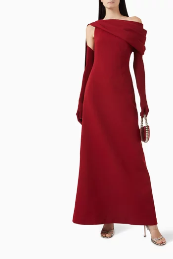 Allina Cape-sleeve Maxi Dress in Jersey