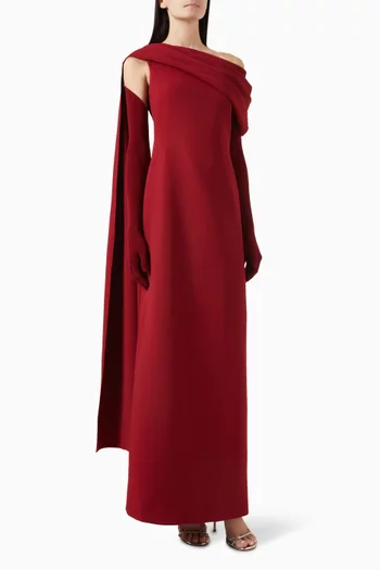 Allina Cape-sleeve Maxi Dress in Jersey