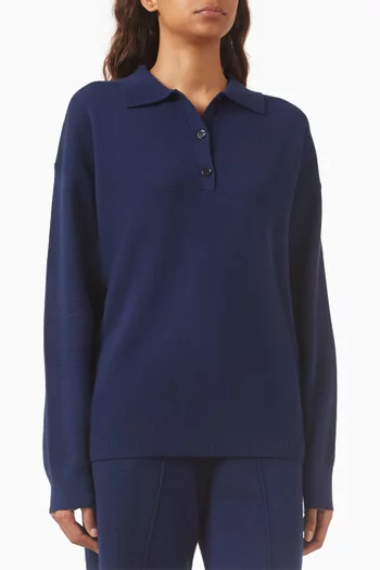 Relaxed-fit Polo Sweater in Merino Wool Blend