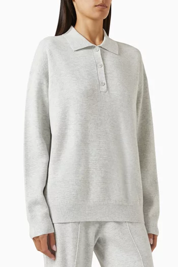 Relaxed-fit Polo Sweater in Merino Wool Blend