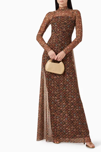 La Reverie Tattoo Maxi Dress in Mesh