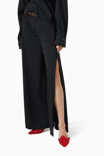 Harnes 50 Floral-appliqué Mules in Suede